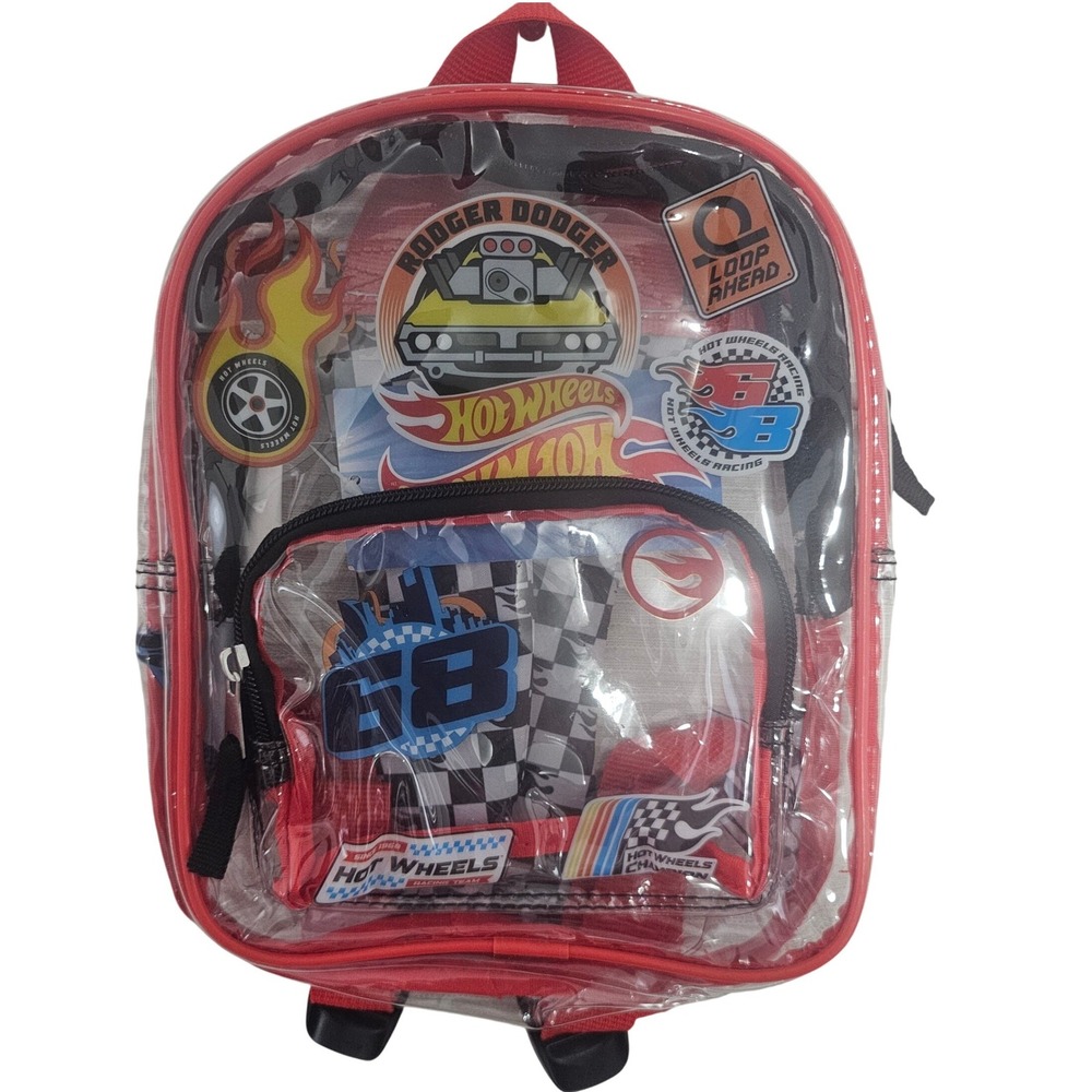 Hot Wheels Mini Backpack Clear PVC Rodger Dodger Racing Red S26HW67562-XX NEW